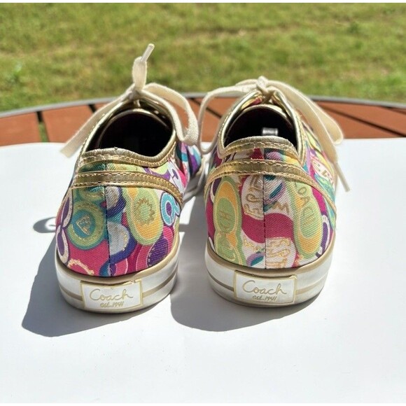 COACH™ Women's DEE Pop C Sneakers Sz 8.5 B Multicolor / Metallic Gold Trim - Picture 5 of 9